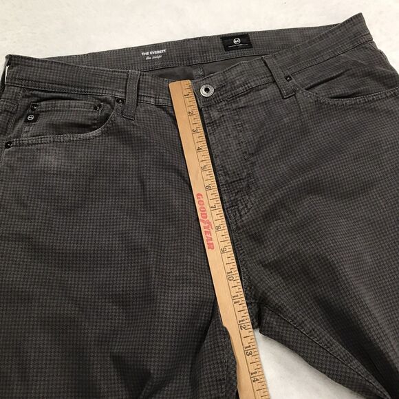 ADRIANO GOLDSCHIED Everett Jean Men 36x32 Olive Green Glen Check Slim Straight - Picture 11 of 15